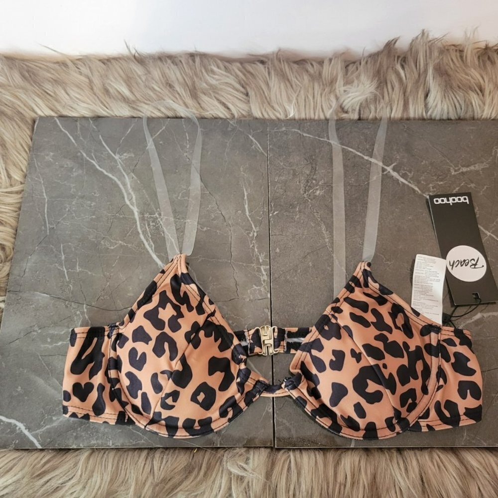BOOHOO Clear Strap Underwire Bikini Top